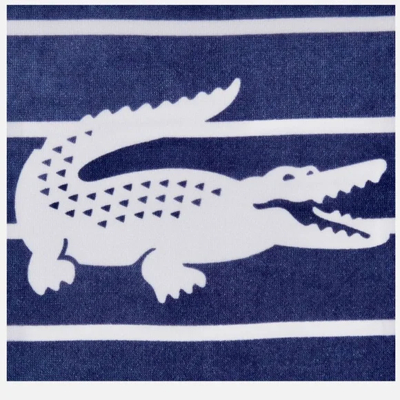 NWT Lacoste Waterfall Blue Oversized Beach Towel Croc Logo 100% 36”x72” - Picture 4 of 10